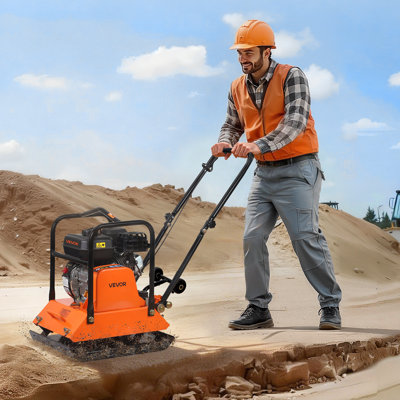 Plate Compactor, 6.5 HP 196CC Gas Engine, 5700 VPM Vibrating Ground Rammer, 4047 lbs Compaction Force, 21 x 16 in Plate, Walk Behind Compactor for Paver Landscaping, Asphalt, Foundation, Soil