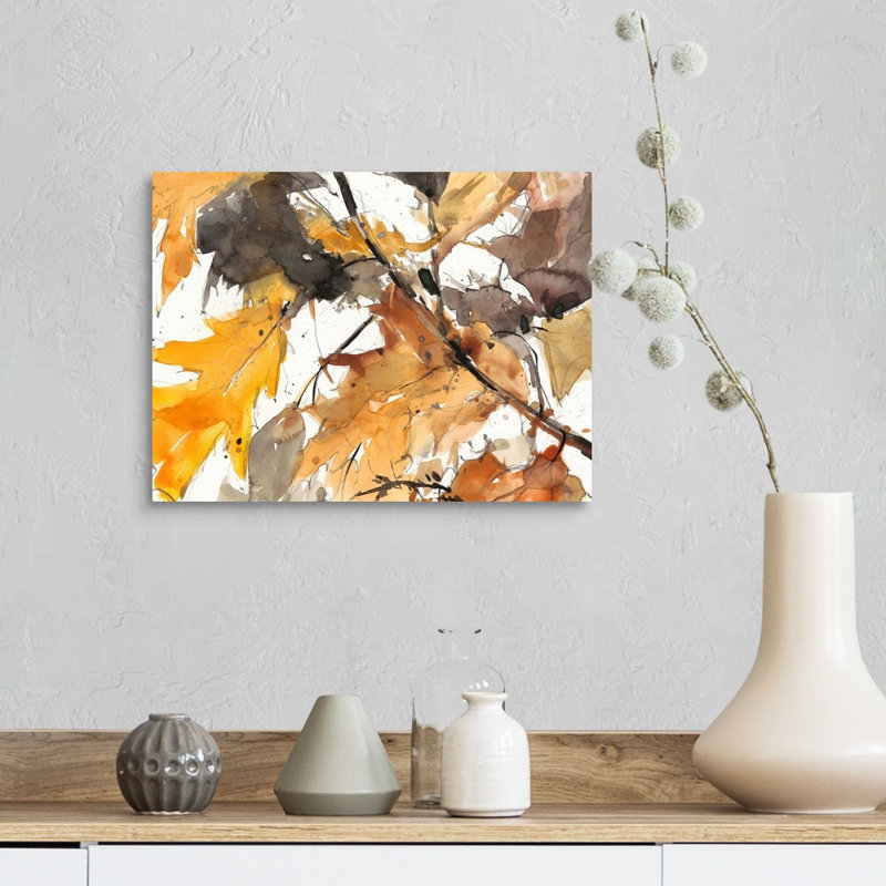 «Watercolor Autumn Leaves I», art mural sur toile, H 12 po x l 16 po, Toile tendue