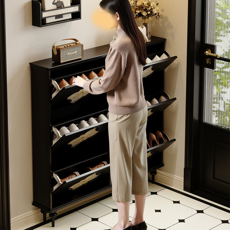 French simple ultra-thin storage shoe cabinet, 50" H x 47.24" W x 7.68" D