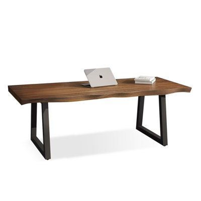 Tan+Black Rectangular Solid Wood+Iron desk