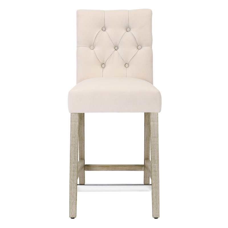 Tabouret de bar et de comptoir Wren, Tabouret de comptoir (siège d’une hauteur de 24, Beige, Gris antique