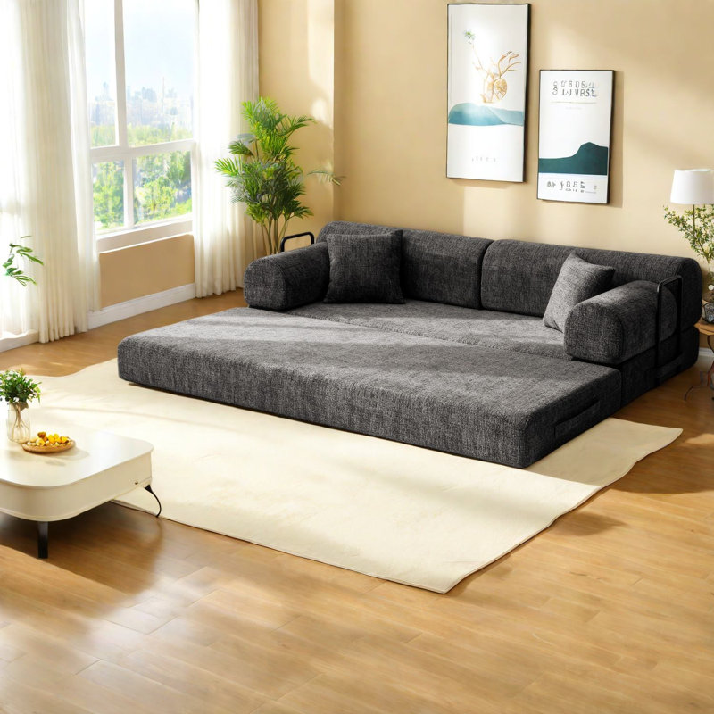 Canapé-lit multifonctionnel, matelas en mousse noir, salon moderne pour la maison