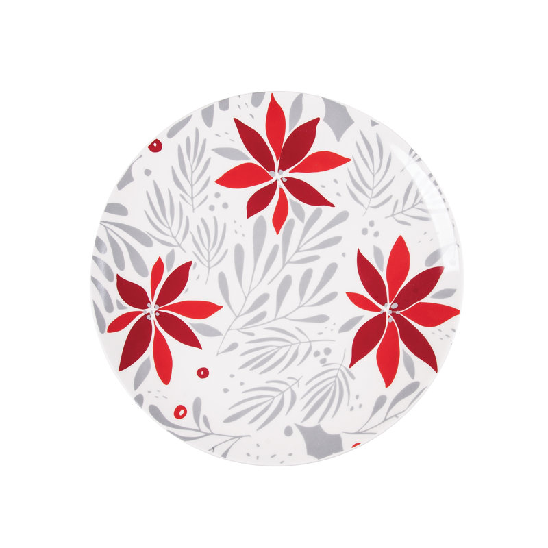 Plateau rond de Noël poinsettia