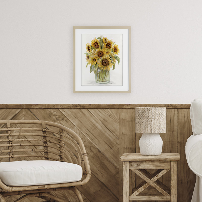 «Sunflower Bouquet in Watercolors», impression encadrée sous verre, conception de Patti Bishop, H 21 po x l 17 po