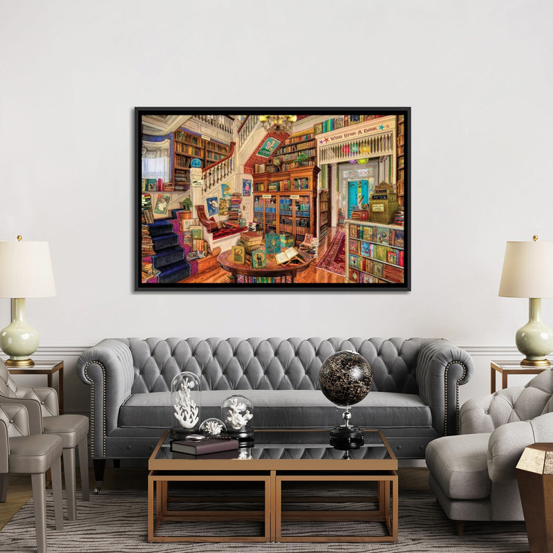 «Wish When a Bookshop II», impression sur toile tendue, H 40 po x l 60 po x P 1,5 po, Toile avec cadre noir