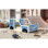 Lit plateforme voiture bleu avec roulettes - fait de bois de pin robuste pour une ambiance de chambre à coucher confortable