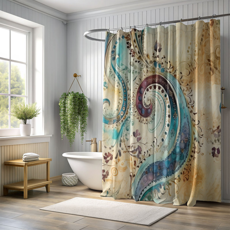 Rideau de douche Water Paisley - Premium, H 74 po x l 71 po