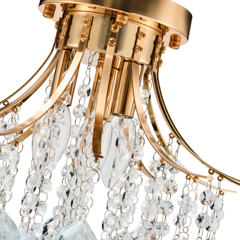 Lesbury 3 - Light Dimmable Tiered Chandelier, Gold