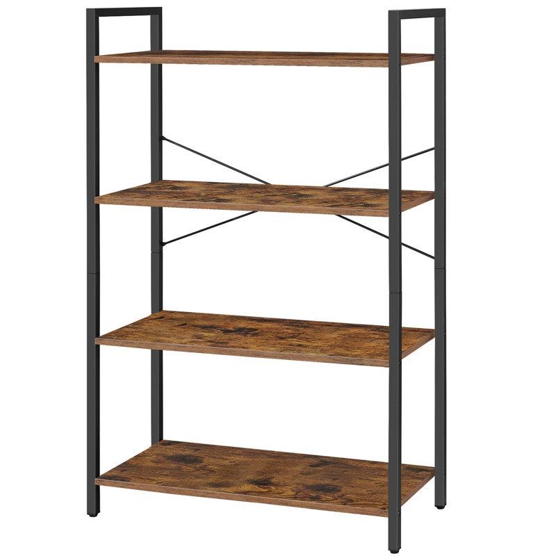 4 - Tier Steel - framed Bookshelf, Industrial Charm, Create Ideal Reading and Working Spaces