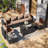 8-Piece Patio Furniture Set with Propane Gas Fire Pit Table-575407551-576908597