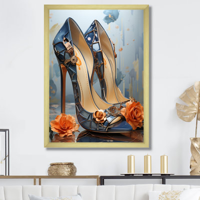 «Blue High Heel Floral Elegance II - Fashion High Heels», art mural