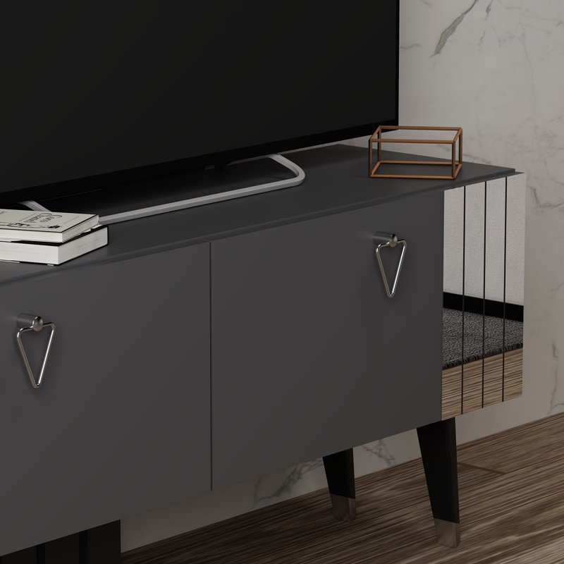 Meuble télé élégant avec pieds en PVC, 47,2 po x 11,8 po x 19,7 po | 100% panneau de particules enduit de mélamine, épaisseur: 0,7 pouce | Conception durable et moderne parfaite pour le salon et les espaces de divertissement
