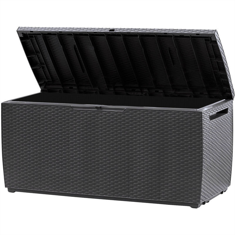 Dakota Fields Aili 123cm W 305L Water Resistant Plastic Lockable Deck Box with Wheels, Anthracite