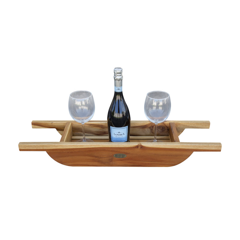 EcoDecors 29" Teak Wood Bath Caddy in EarthyTeak Finish