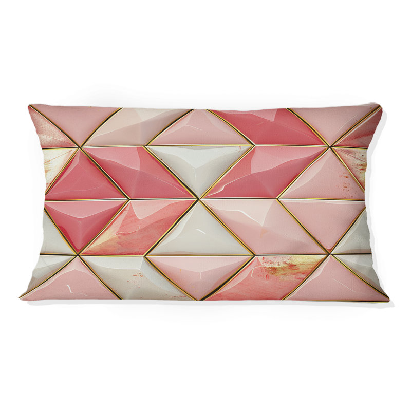 Coussin lombaire rose Midcentury Triangle II - Mid-Century