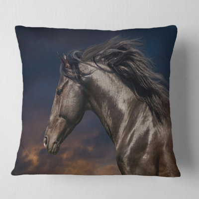 Portrait of Thoroughbred Nonius Stallion Horse III Square Pillow Cover and Insert