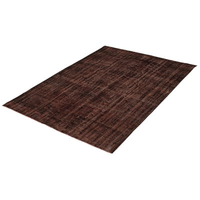 Tapis brun foncé en laine noué à la main de conception unique 2000 pi 6 pi 3 po x 8 pi 9 po Oladimeji