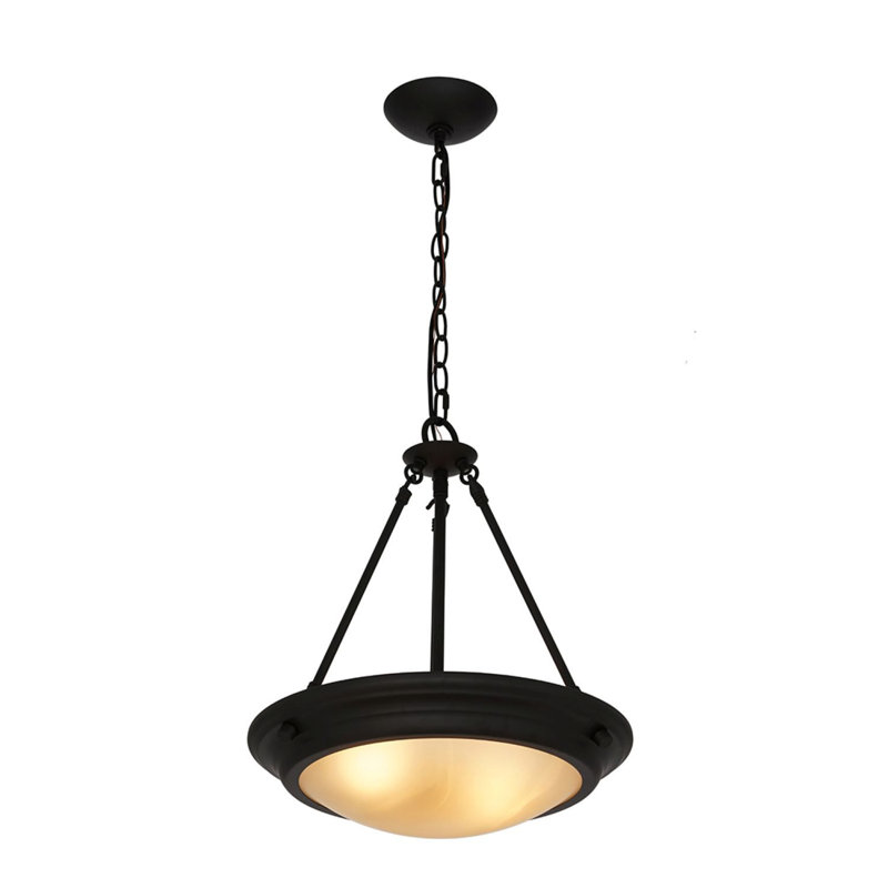 Luminaire suspendu bol simple à 2 lumières, Bronze, Ambre