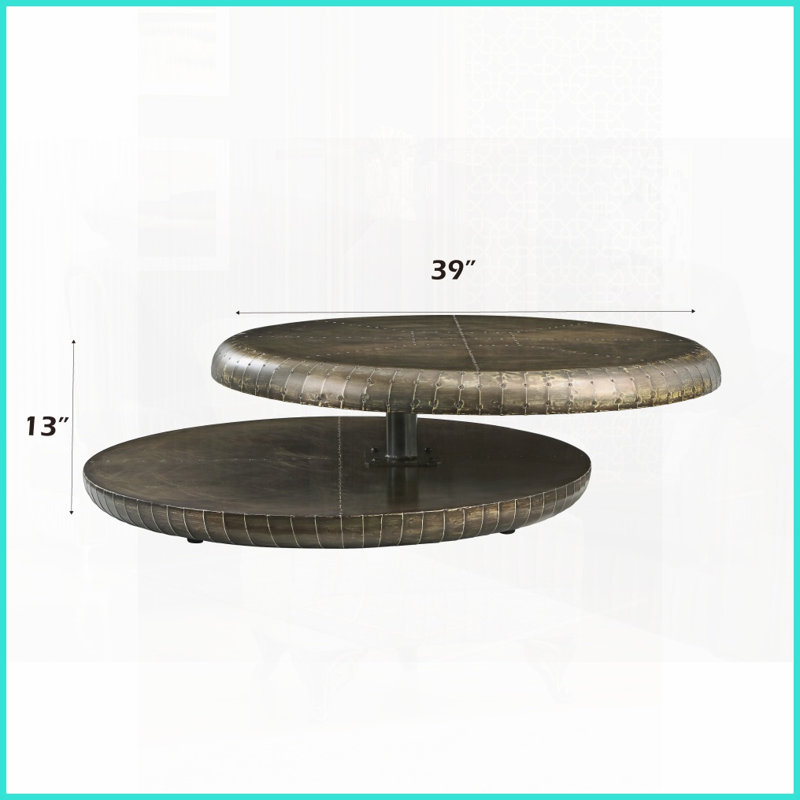Table basse bronze en aluminium Brancaster - conception patchwork unique, pivotant à 360 ° pour le salon