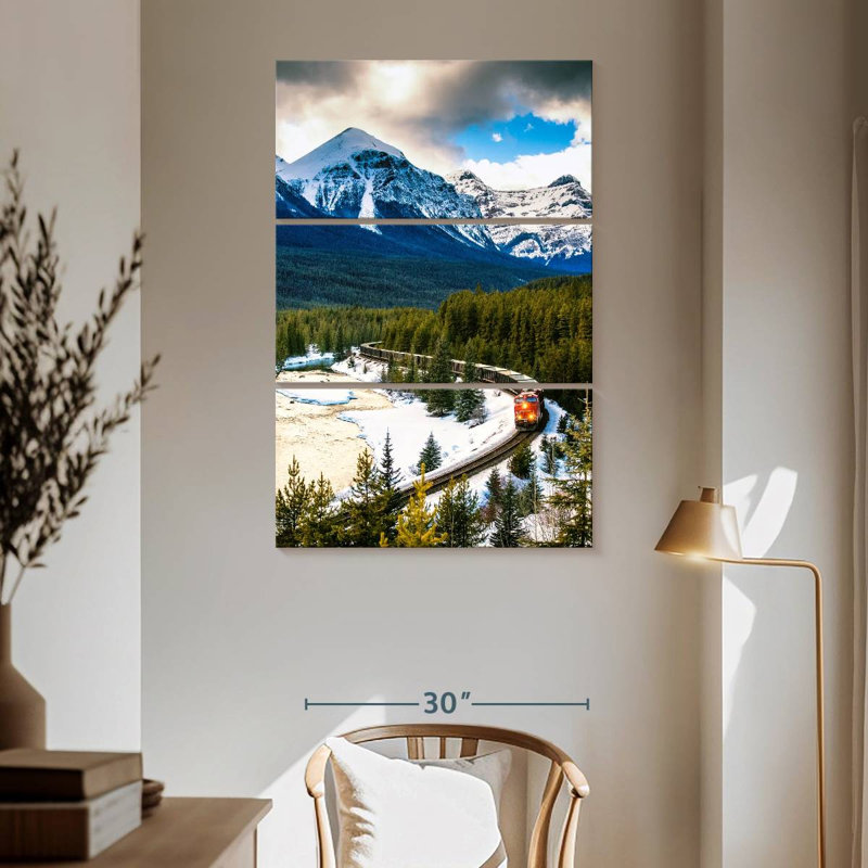 Mehar Winter Train Through Banff, 65" H x 42" W