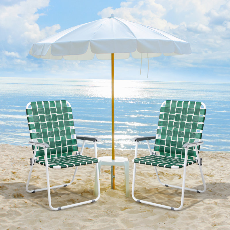 Metal Folding Widen Beach Chair(Set Of 1), Green