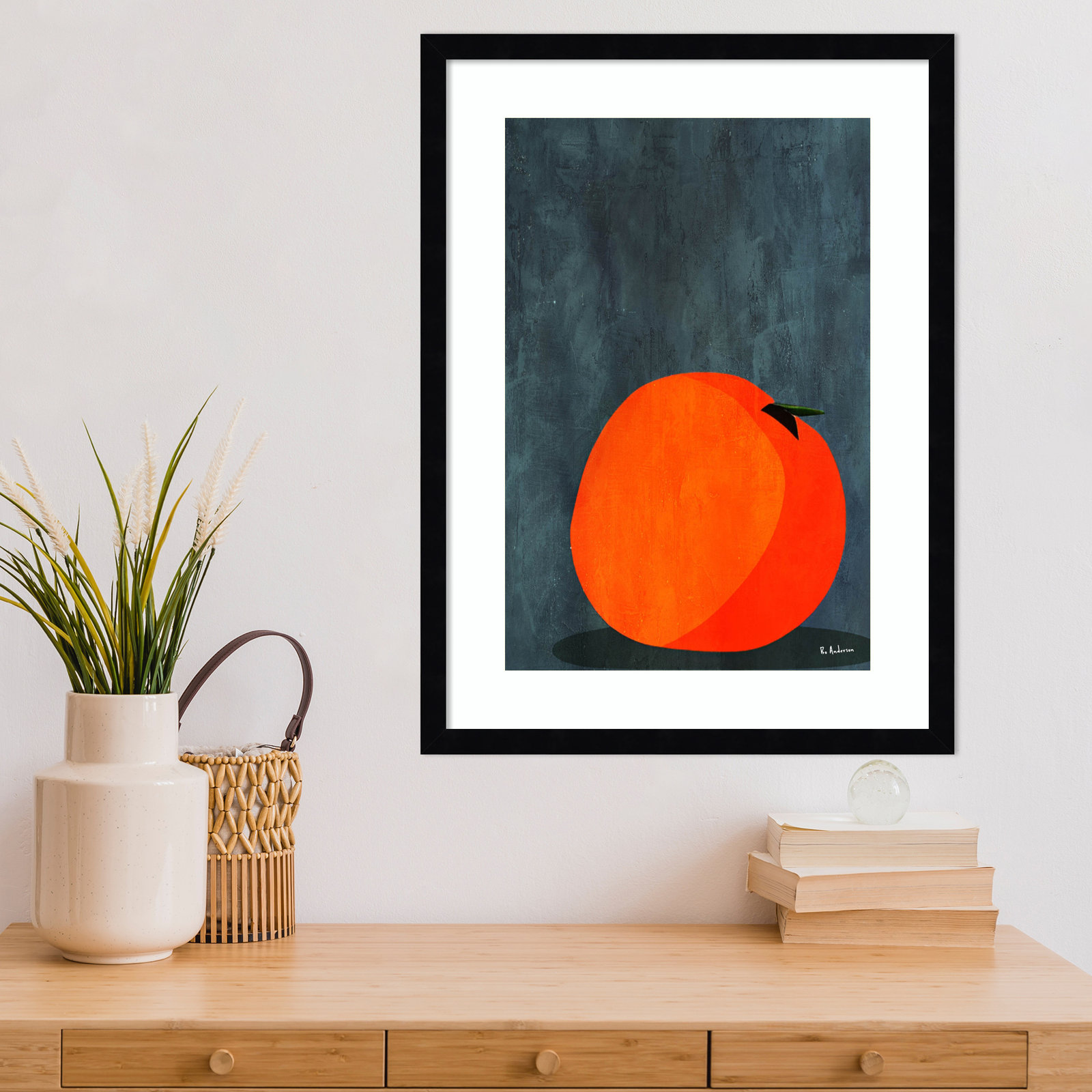 Calmly Sleeping Apple Print, Black, 23" H x 17" W