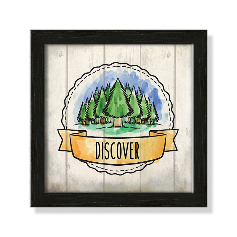 «Adventure is out There», art encadré 3, 8" H x 8" W x 1.18" D, Cadre boîte à grain de bois noir