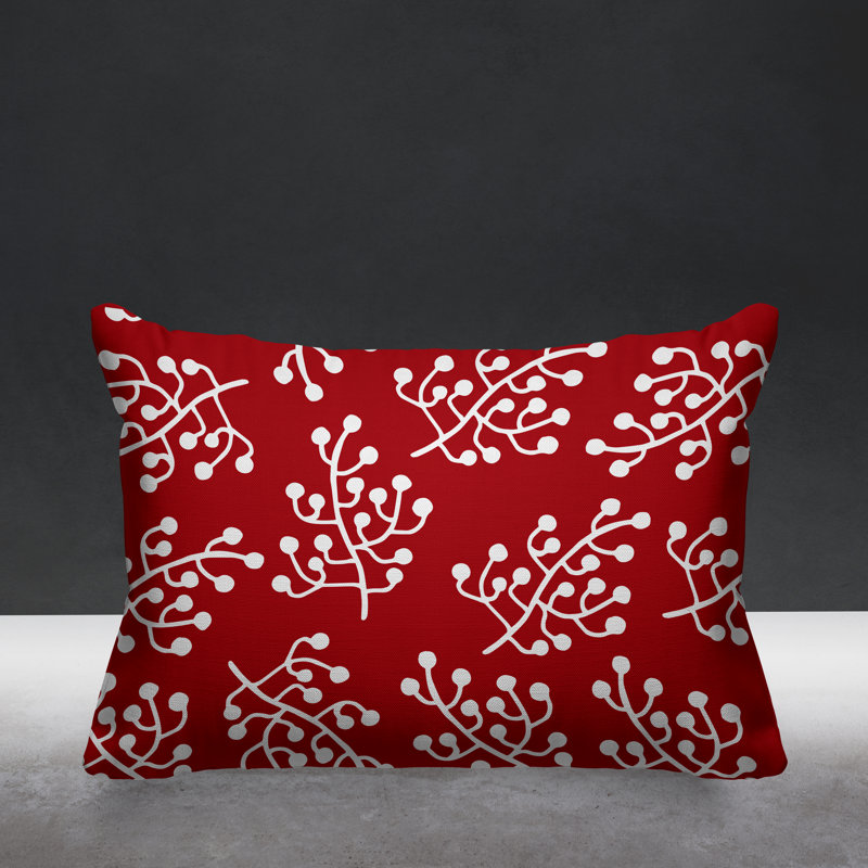 Coussin intérieur / extérieur Charis Wild Flower, 15 po x 15 po, Rouge, Carré