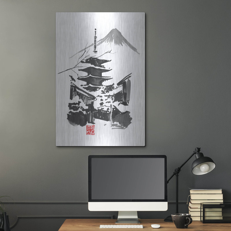 «Fuji San And Temple» par Pechane, H 36 po x l 24 po