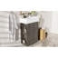 Meuble-lavabo moderne de 55 cm (21,6 po), lavabo en céramique, autoportant, gris foncé, imitation bois, portes à fermeture amortie, porte-papier hygiénique, rangement latéral, étagères fixes, rangement intelligent autoportant pour petites salles de bain.
