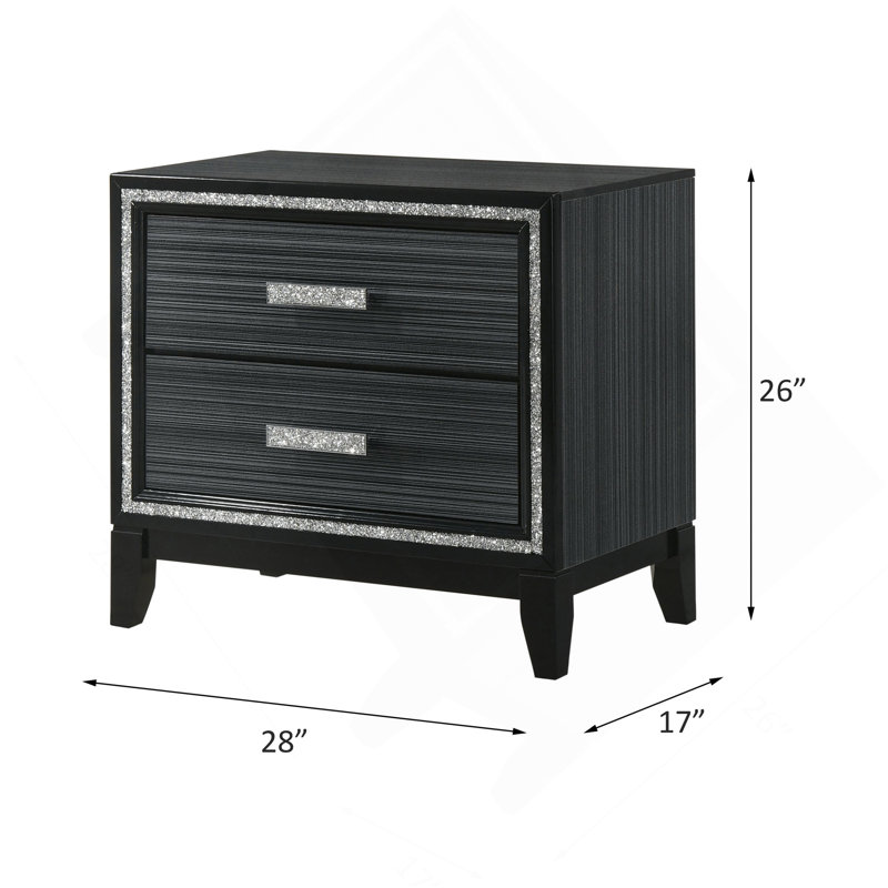 Haiden Weathered  Nightstand, Black