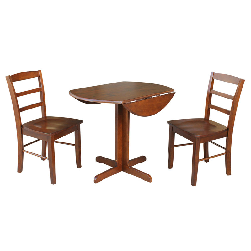 Gelson 2 - Person Solid Wood Solid Wood Top Pedestal Dining Set