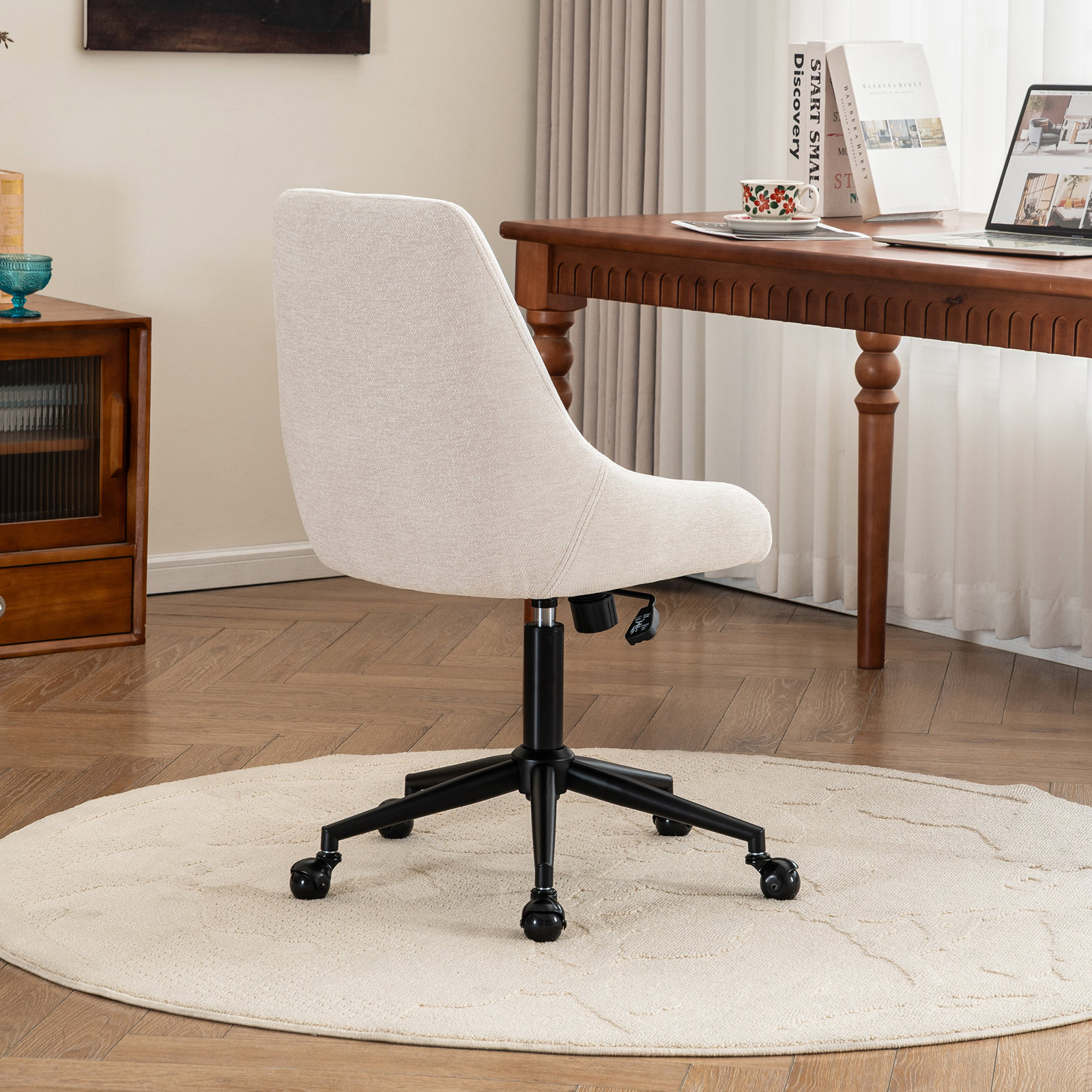 Vanora Office Chair, Beige Chenille