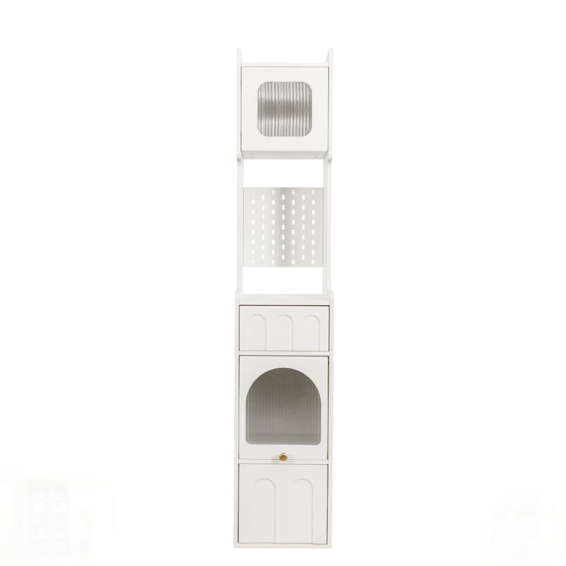 Tall Bathroom Storage Cabinet with 1 Door and 2 Drawers, Narrow Design for Efficient Space Utilization in Bathrooms, Living Rooms, and Entryways.