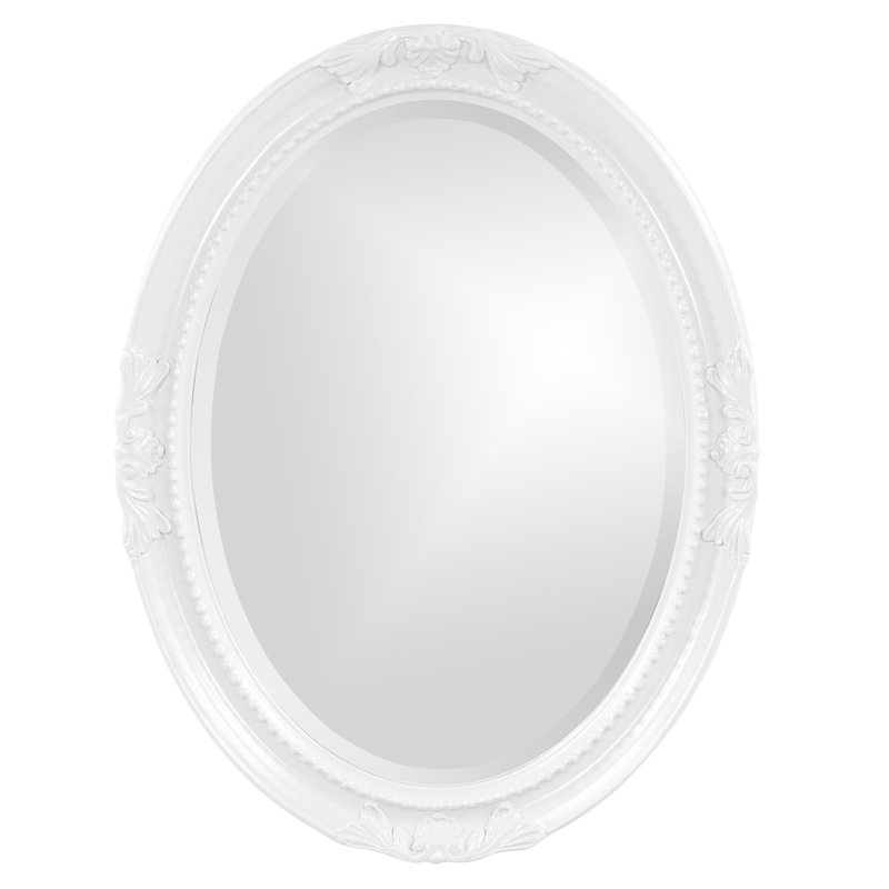 Traditional Beveled Wall and Accent Mirror, Glossy White