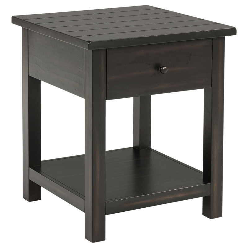 Castleton Distressed Java 1-Drawer Wood End Table With Shelf(Only Including Coffee Table)