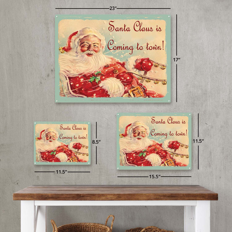 Le père Noël arrive en ville, H 11,5 po x l 15,5 po x P 0,04 po