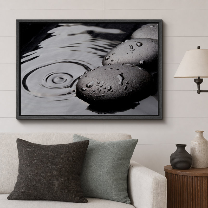 "Zen Stones" Serene Spa Rock Ripples In The Water Calm, photographie sur toile, salle de bain, décoration murale