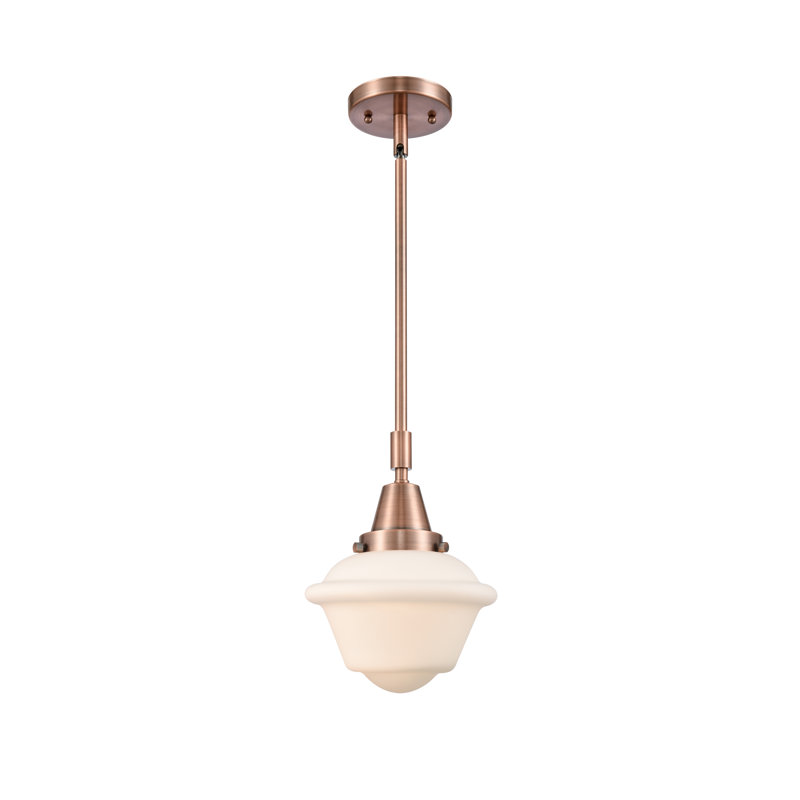 Luminaire suspendu pour école simple à 1 lumière Frand, Blanc mat, DEL, Cuivre antique