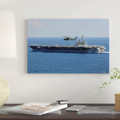 An MH-60S Seahawk Helicopter Flies over USS George H.W. Bush' Photographic Print on Canvas -  East Urban Home, 80A79AB64833492FAD3ABC66710733E0