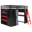 Lit mezzanine multifonctionnel en bois avec poste de travail intégré et rangement intelligent-1992145173