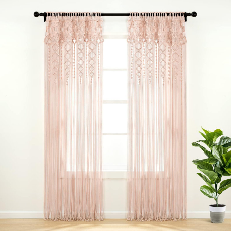 Cotton Semi Sheer Single Curtain Panel, Blush