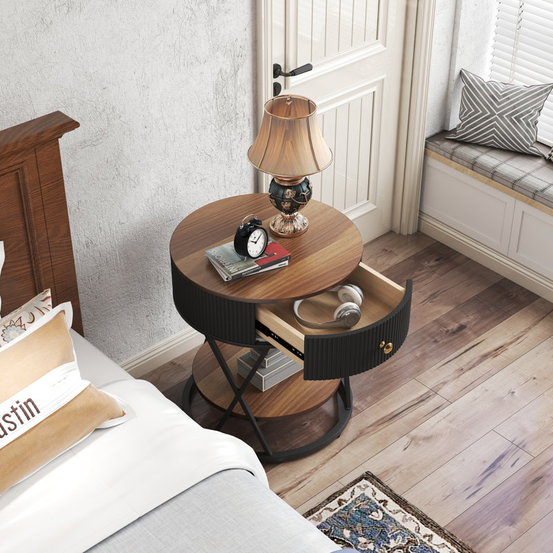 Nightstand Set Of 2, Modern Bedside Table With Drawer And Shelf, Brown
