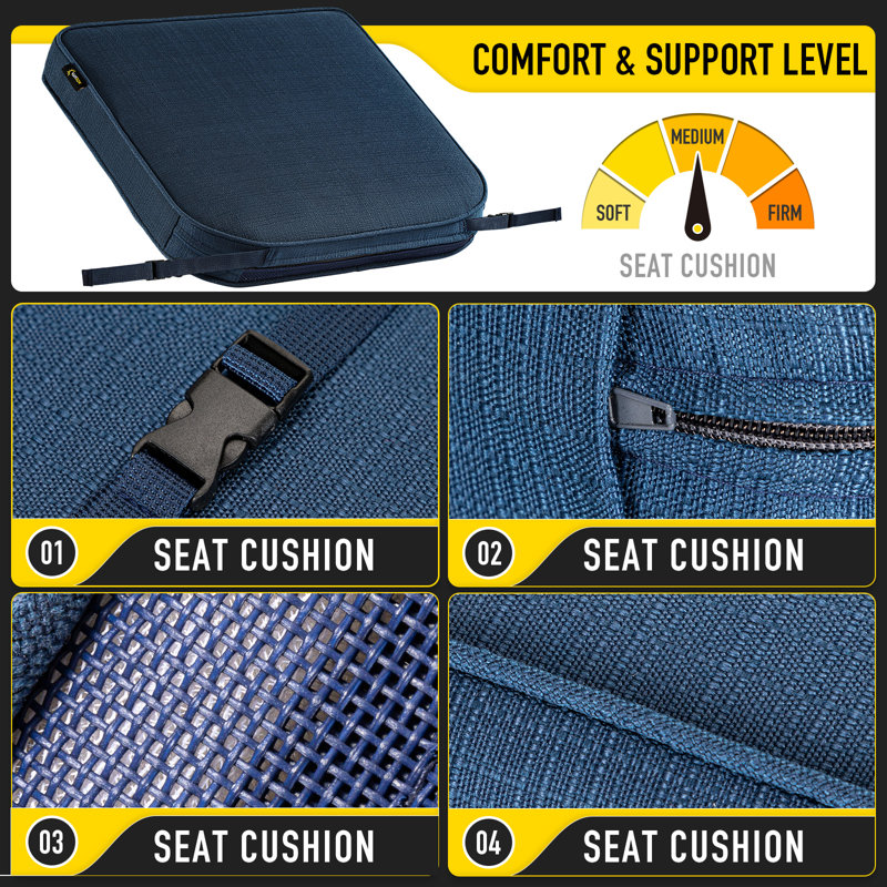 SUNROX All-Weather Outdoor Chair Cushion, 18.5" H x 16" W, Navy