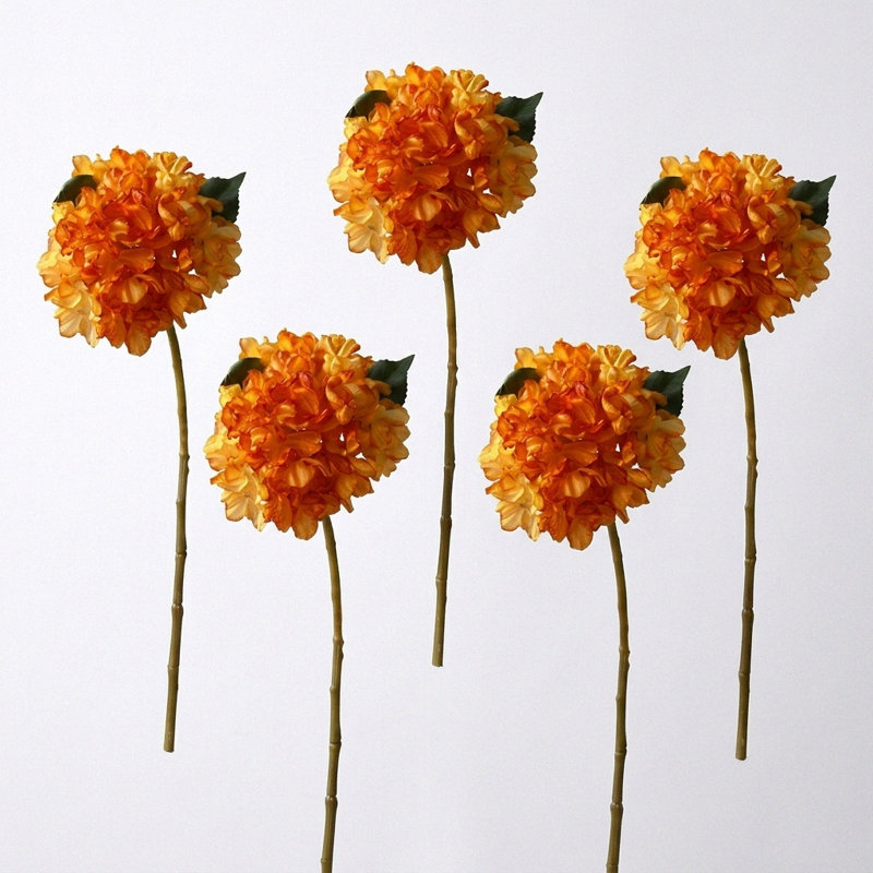 5 pièces d'arrangements floraux en soie artificielle rétro, Orange