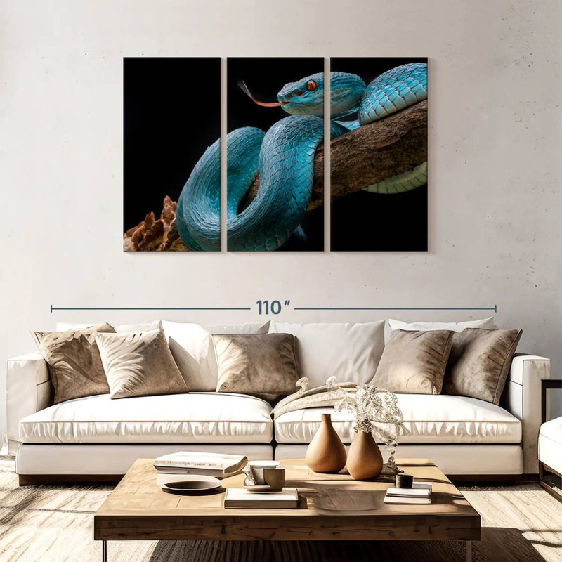 Brampt Slithering Blue Viper, 48" H x 74" W
