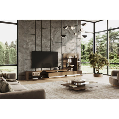 Clarion - Modern Walnut & Grey Glass Coffee Table