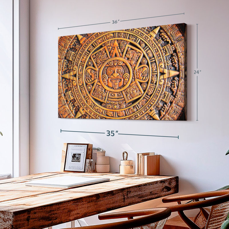 Aztec Calendar Canvas Print, 24" H x 36" W