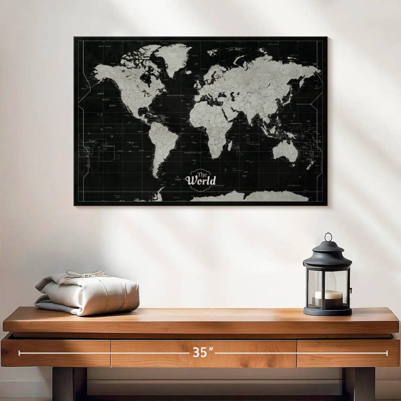 Push Pin World Alvertia - foncé, H 16 po x l 24 po