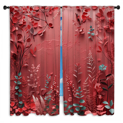 Floral Pattern Window Curtains Floral Sheer & Room Darkening - 2 Panels